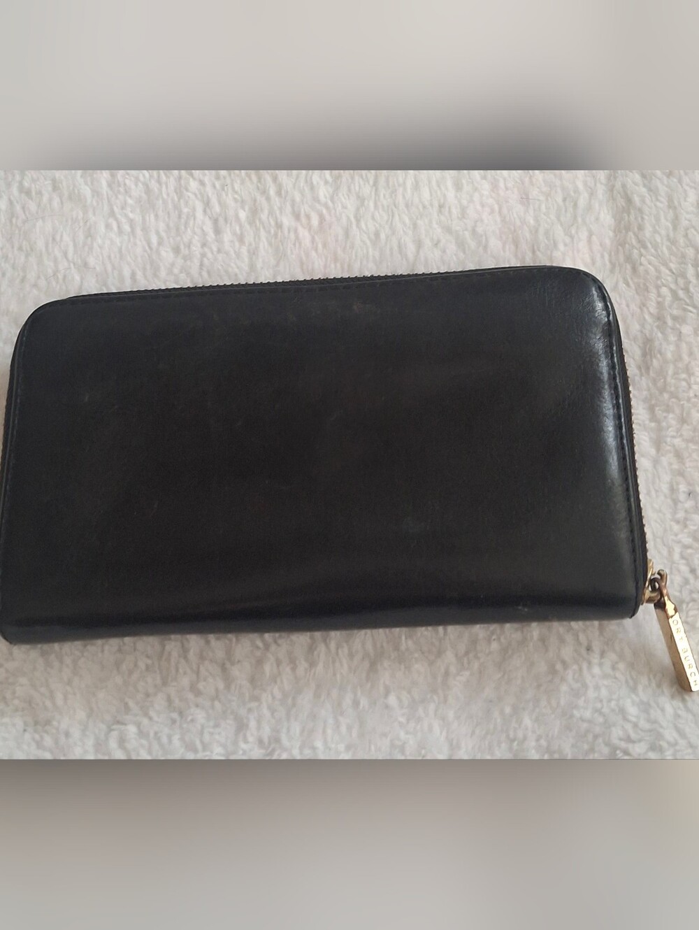 Tory Burch Black Leather Zip-Around Wallet with Logo Disc - Picture 2 of 6